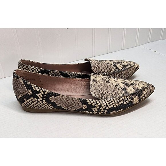 Steve Madden Snake Print Faux Leather Pointed Toe Loafers - Picture 3 of 15
